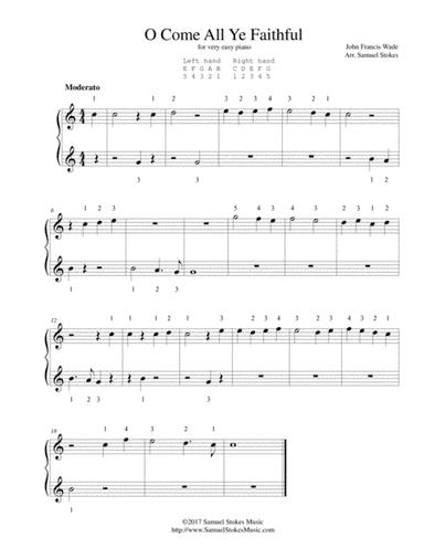 O Come All Ye Faithful (Adeste Fidelis) - for very easy piano (arr. Samuel Stokes)