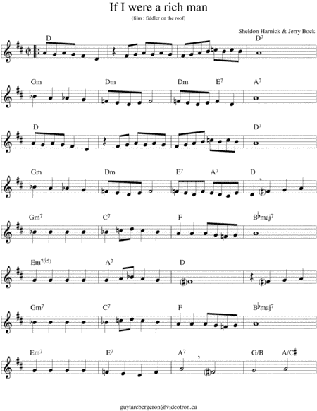 If I Were A Rich Man (arr. Guy Bergeron)