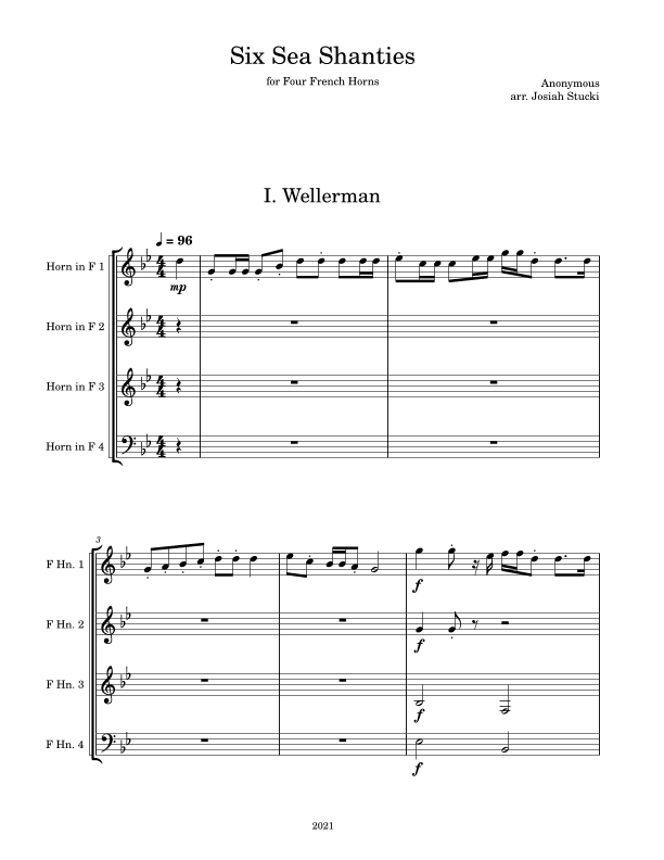 Six Sea Shanties (arr. Josiah Stucki)