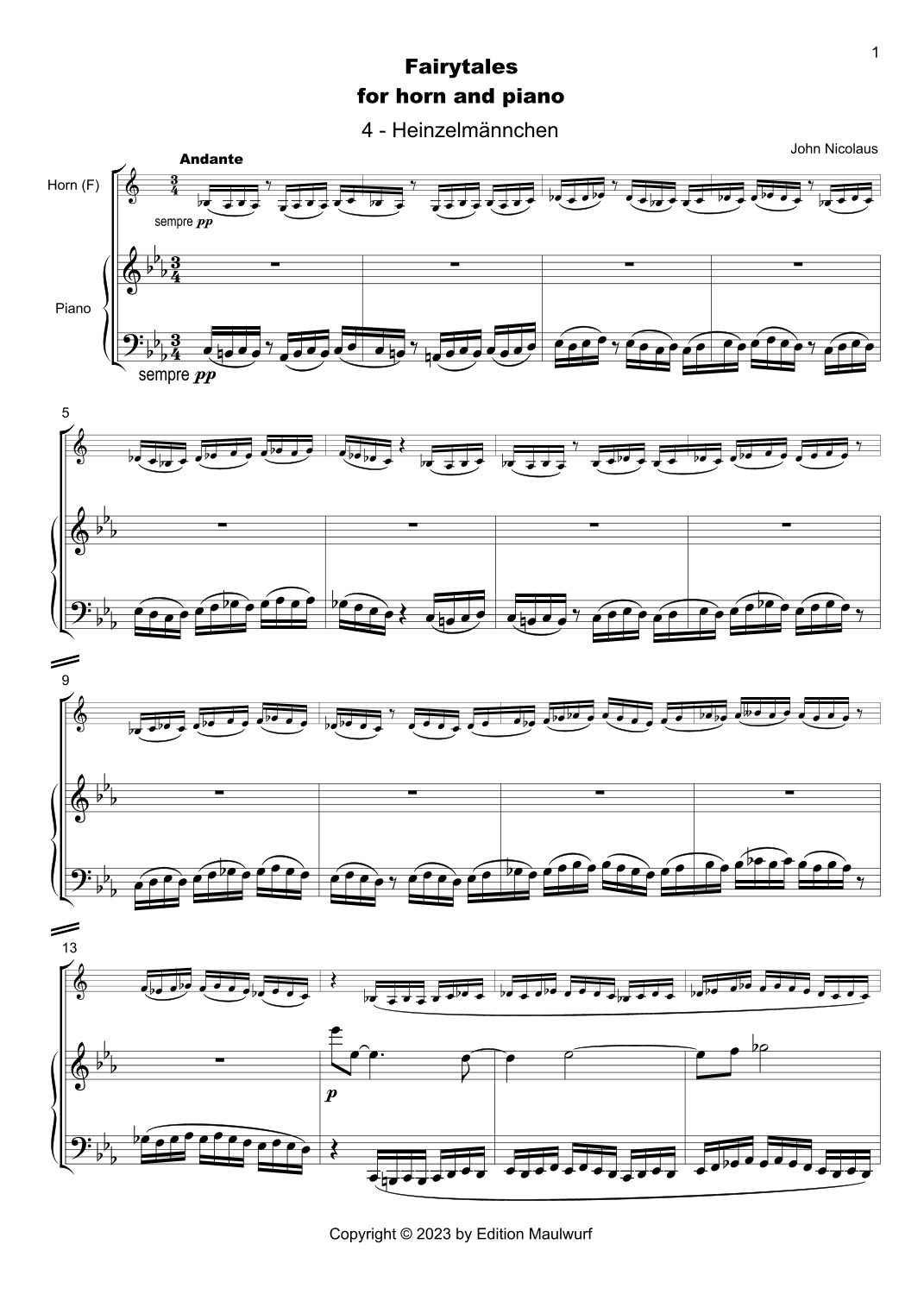 Heinzelmaennchen (Fairy Tales for Horn and Piano)