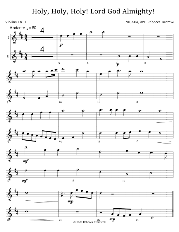 "Holy, Holy, Holy, Lord God Almighty!" - Score Only (arr. Rebecca Bromwell)