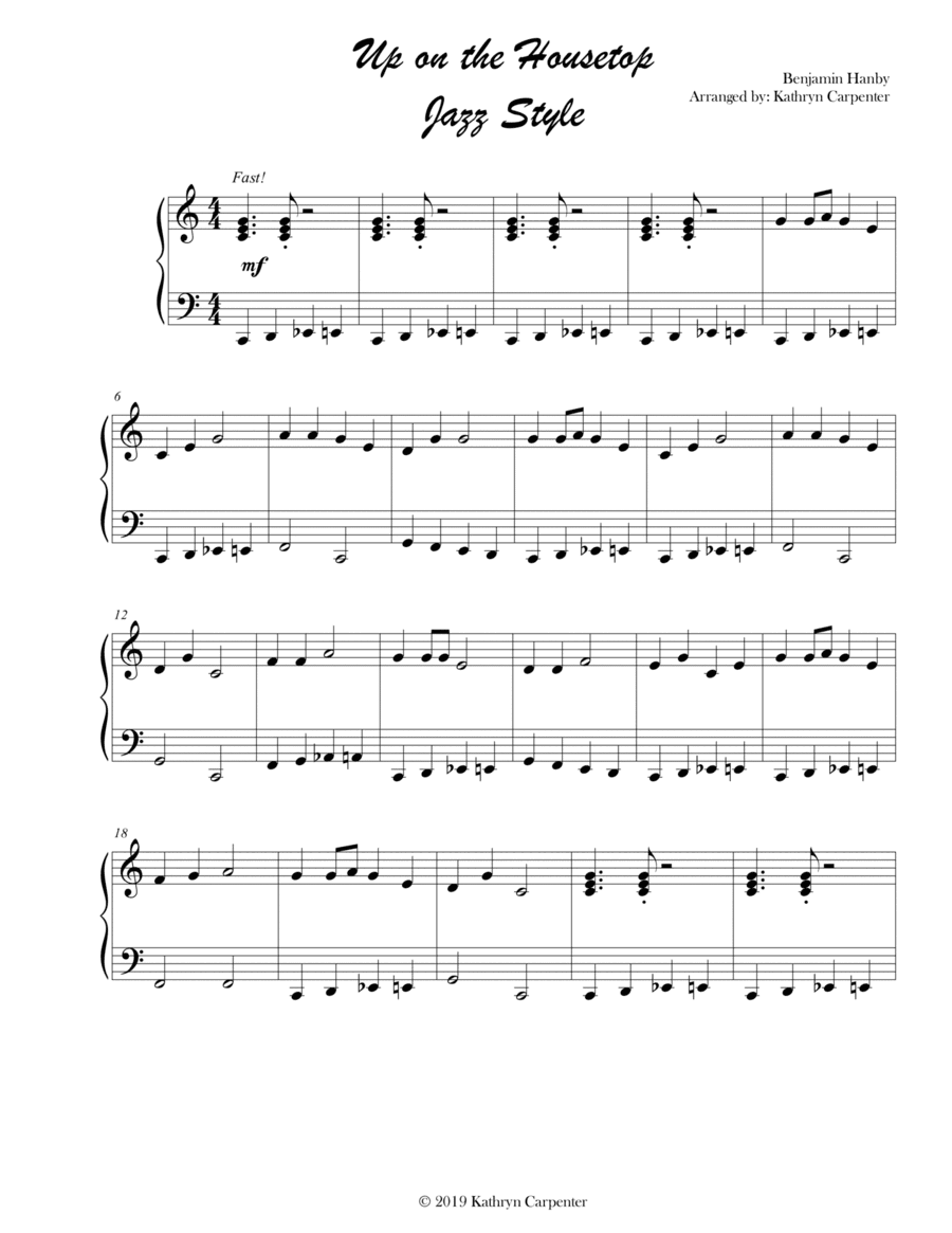 Up on the Housetop (Jazz Piano) (arr. Kathryn Carpenter)