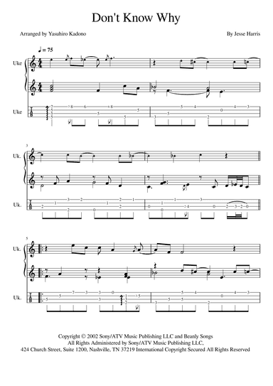 Don't Know Why (arr. Yasuhiro Kadono)