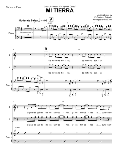 Mi Tierra (arr. Pakk Hui)