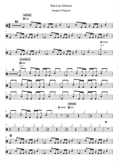 Bad Liar (arr. Magic Drum Sheets)