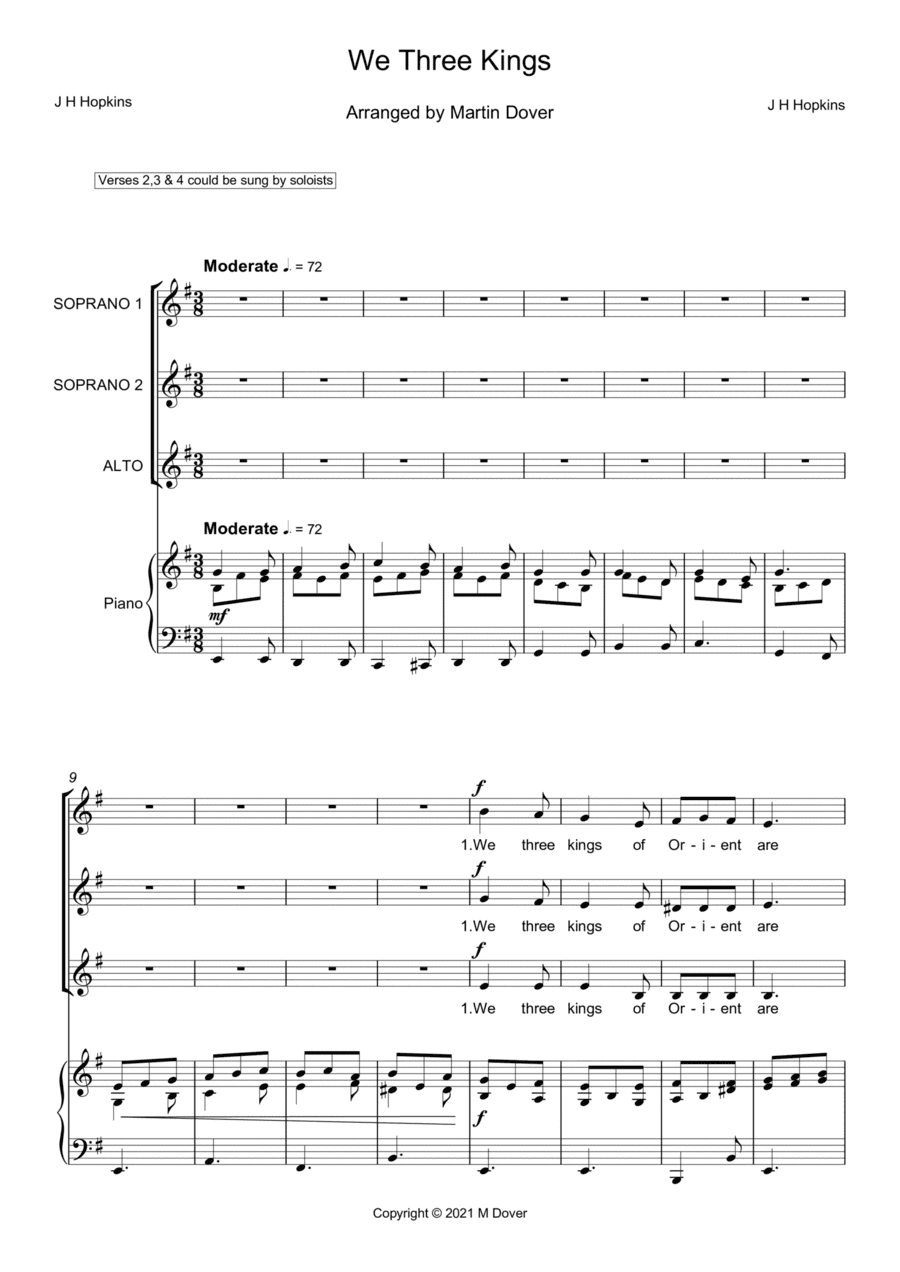 We Three Kings of Orient are - Three part choir (SSA) - Upper Voices (arr. Martin Dover)