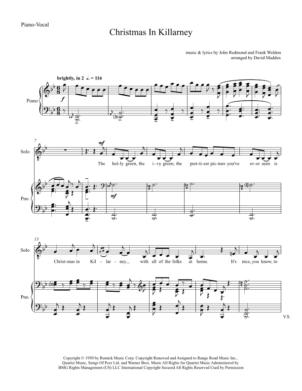Christmas In Killarney (arr. David Maddux)