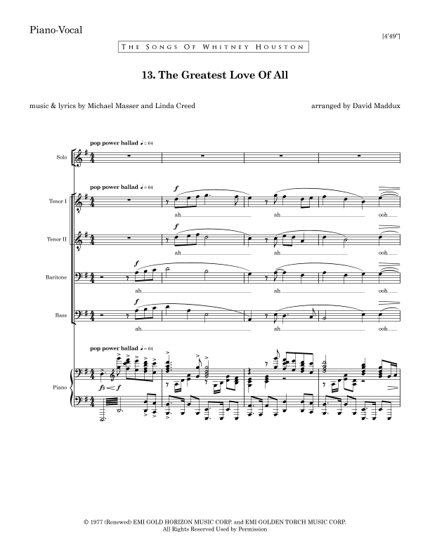 The Greatest Love Of All (arr. David Maddux)