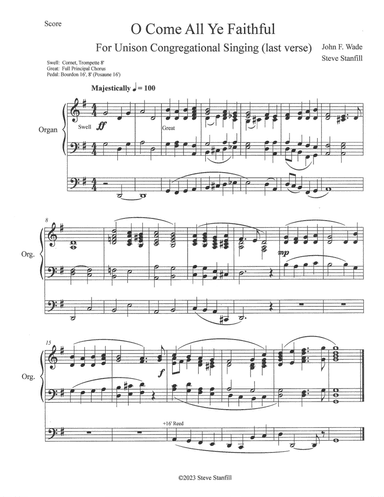 O Come All Ye Faithful--3rd Verse Unison Congregational Sing (arr. Steve Stanfill)