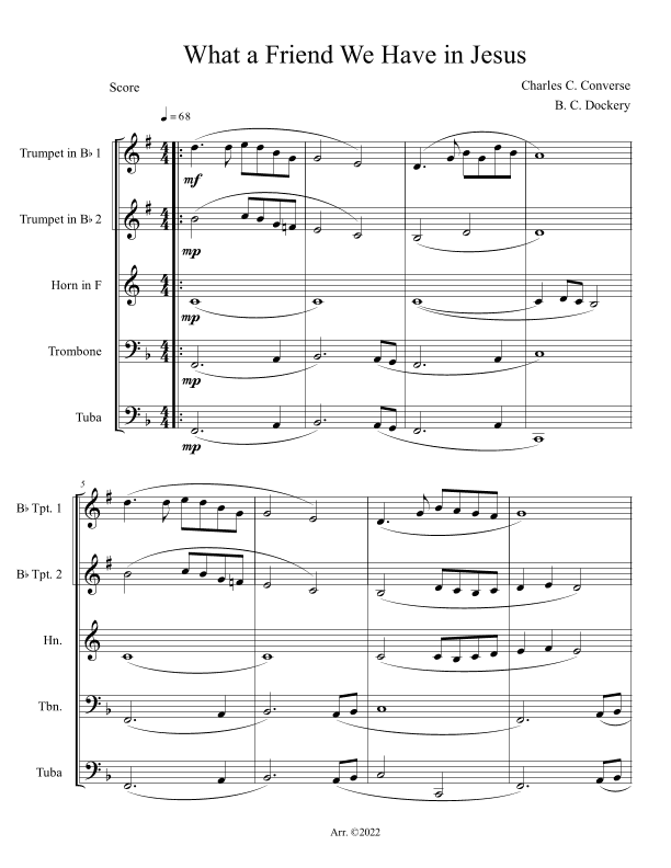 What a Friend We Have in Jesus (Brass Quintet) (arr. B. C. Dockery)