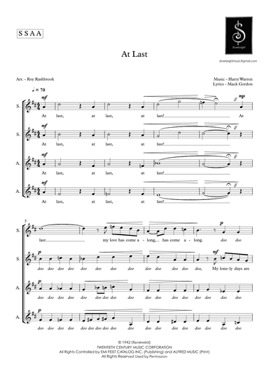At Last (arr. Roy Rashbrook)