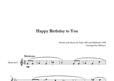 Happy Birthday to You | Horn in F | E-flat Major (arr. Milanov)
