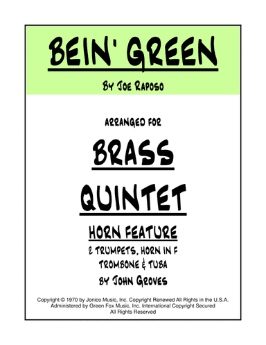 Bein' Green (arr. John Groves)