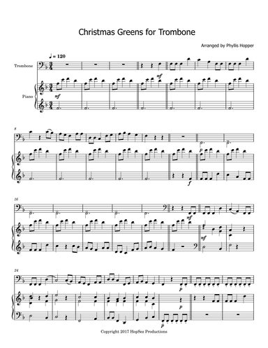 Christmas Greens for Trombone (arr. Phyllis Hopper)