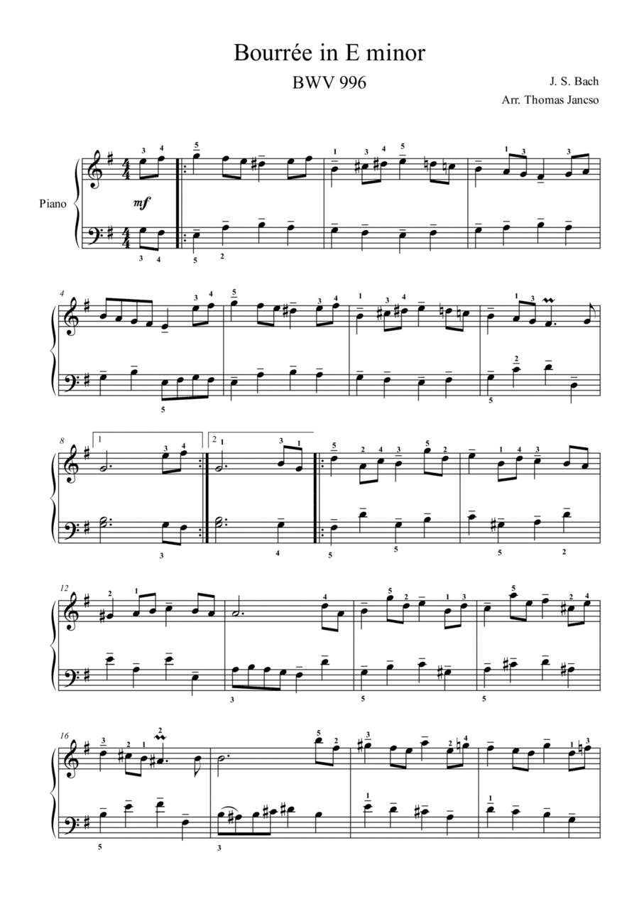 Bouree in E minor (arr. Thomas Jancso)