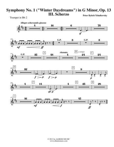 Tchaikovsky Symphony No. 1, Movement III - Trumpet in Bb 2 (Transposed Part), Op. 13 (arr. Doug Clyde)