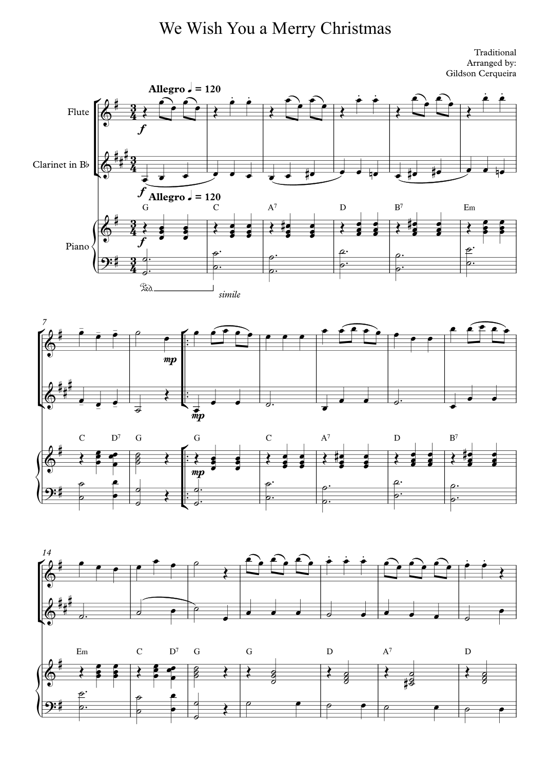 We Wish You a Merry Christmas (arr. Gildson Cerqueira)