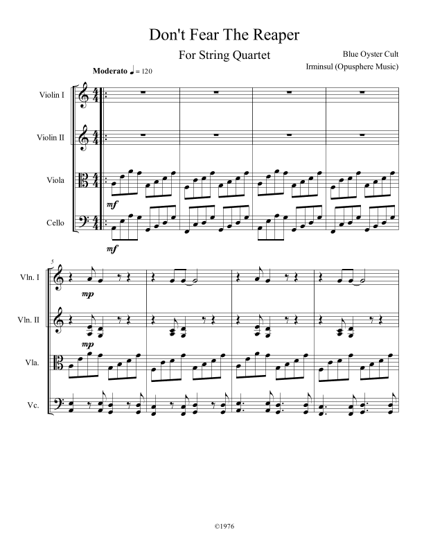 Don't Fear The Reaper (arr. Irminsul (Opusphere Music))