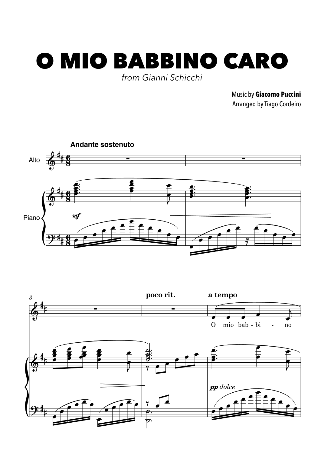 O Mio Babbino Caro (arr. Tiago Cordeiro)