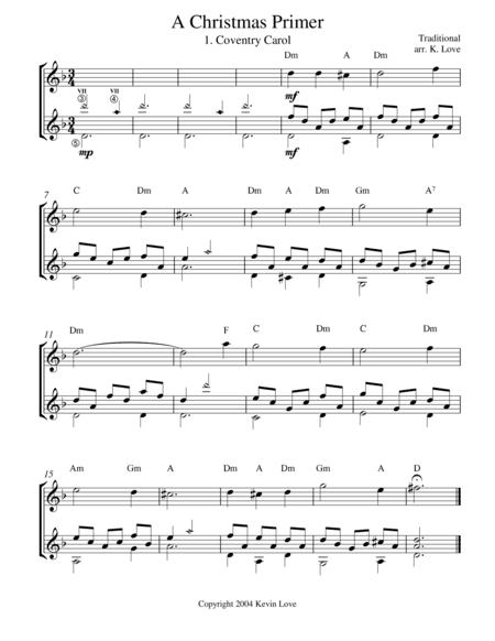 A Christmas Primer (Oboe and Guitar) - Score and Parts (arr. Kevin Love)