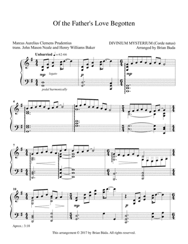Of the Father's Love Begotten - Piano solo (arr. Brian Buda)