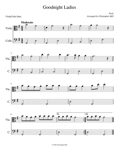 Goodnight Ladies - Easy Viola/Cello Duet (arr. Christopher Bell)