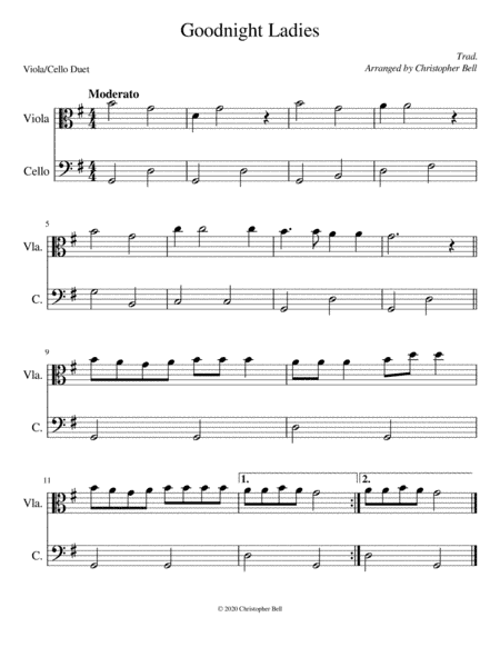 Goodnight Ladies - Easy Viola/Cello Duet (arr. Christopher Bell)