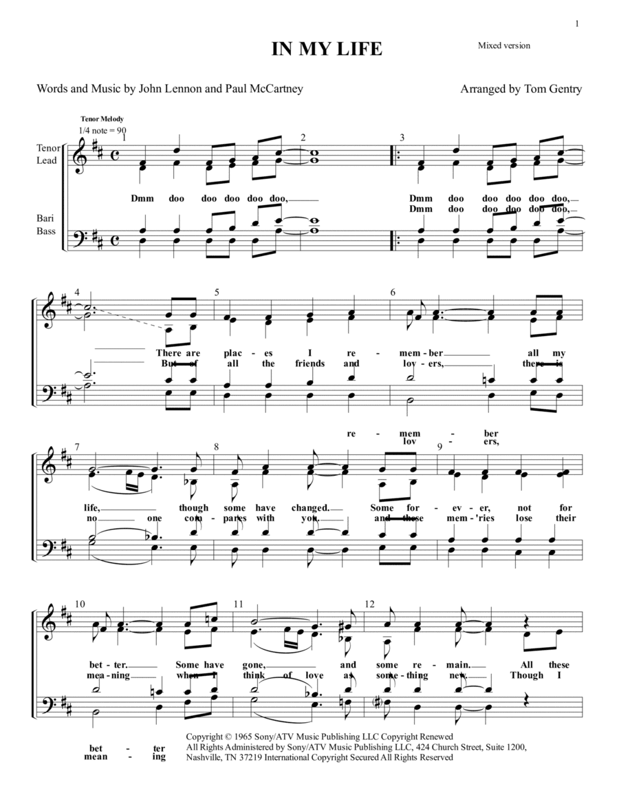 In My Life (arr. Tom Gentry)