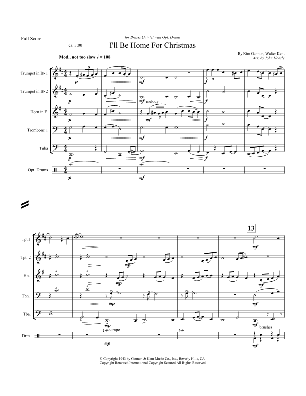 I'll Be Home For Christmas (arr. John Hoesly)