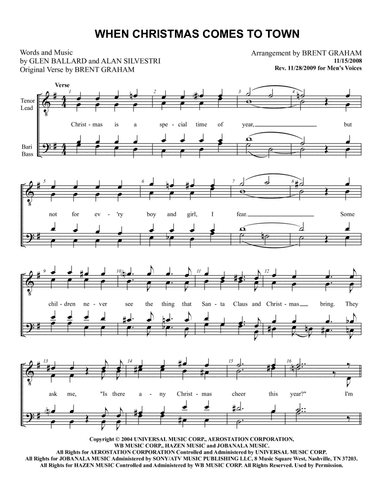 When Christmas Comes To Town (arr. Brent Graham)