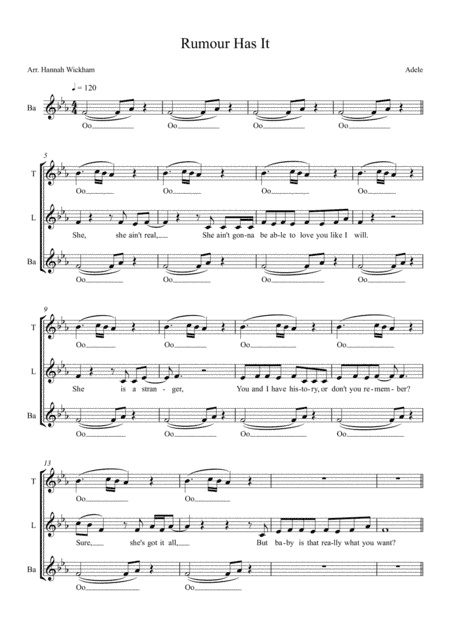 Rumour Has It (arr. Hannah Wickham)
