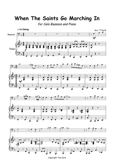 When The Saints Go Marching In for Solo Bassoon and Piano