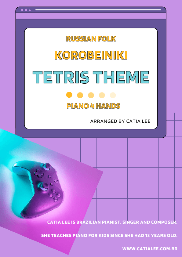 Korobeiniki Tetris Theme - Duet for One Piano - 4 Hands Piano (arr. Catia Lee)