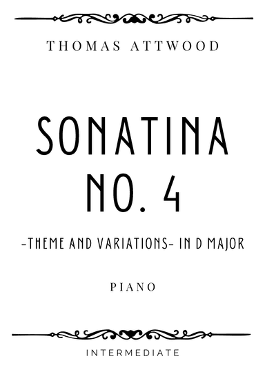Attwood - Theme and Variations from Sonatina No. 4 in D Major - Intermediate (arr. Piacere Music Sheets)