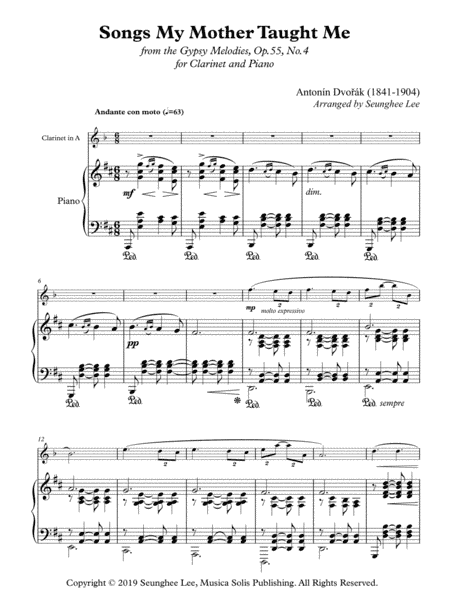 Antonin Dvorak: Songs My Mother Taught Me for Clarinet and Piano (arr. Seunghee Lee)