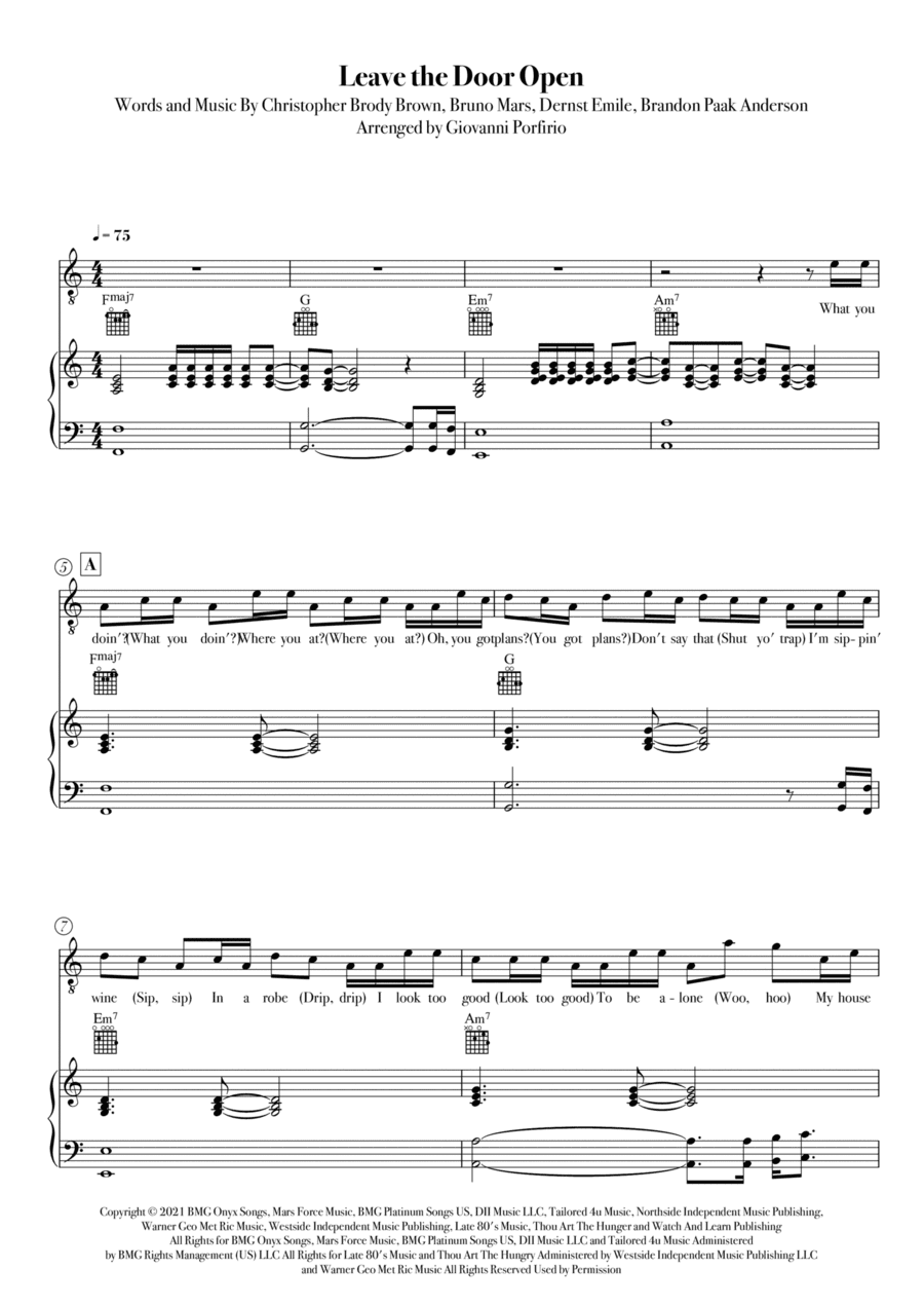 Leave The Door Open (arr. Giovanni Porfirio)