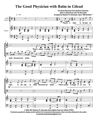 The Good Physician with There’s a Balm in Gilead - SAB arrangement with piano (arr. Stephen R Dalrymple)