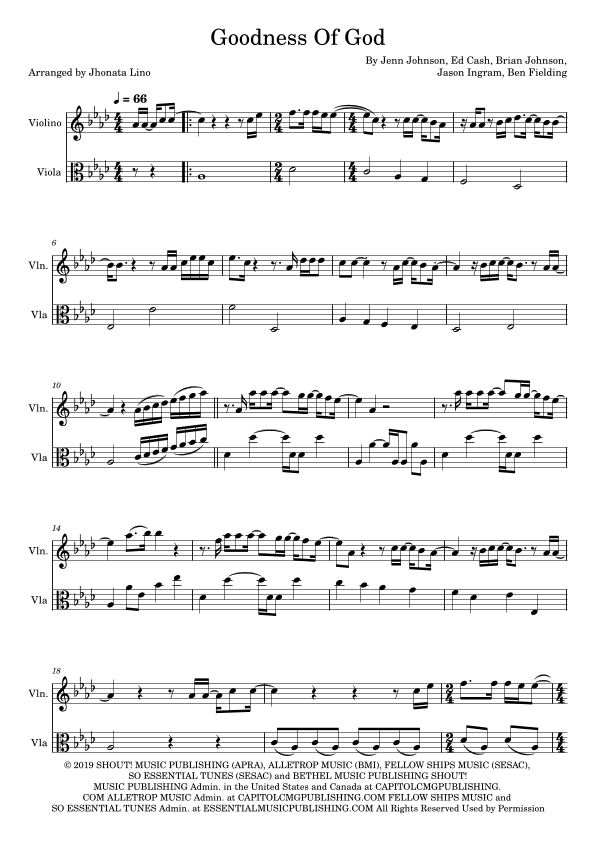 Goodness Of God (arr. Jhonata Lino)