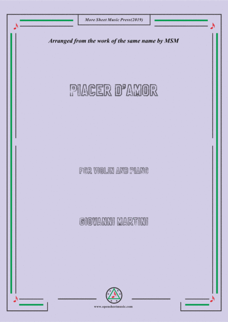 Giovanni-Piacer d'amor,for Violin and Piano (arr. MSM)