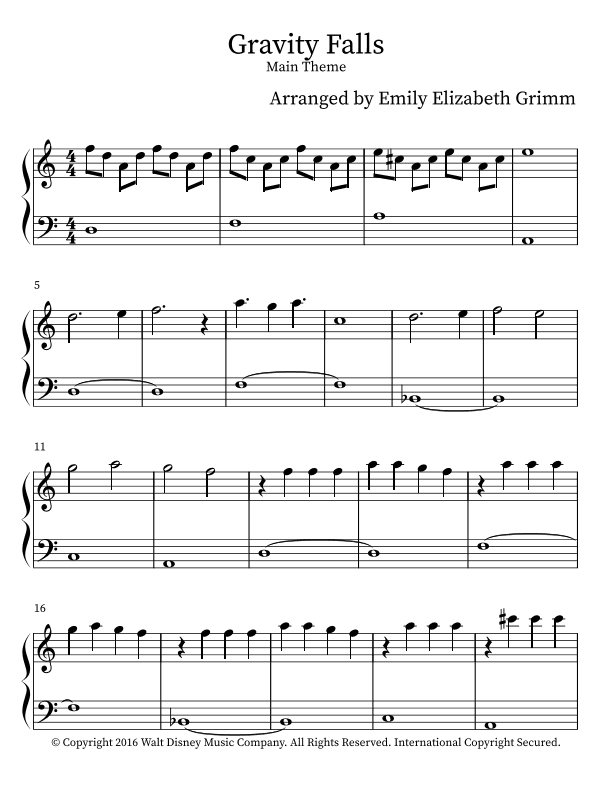 Gravity Falls (main Theme) (arr. Emily Elizabeth Grimm)