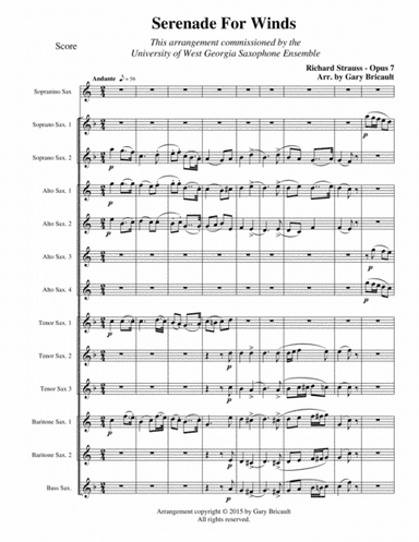Serenade for Winds, Op. No. 7 (arr. Gary Bricault)
