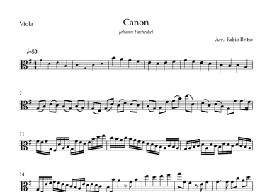 Canon - Johann Pachelbel (Wedding/Reduced Version) for Viola Solo (arr. Fabio Britto)