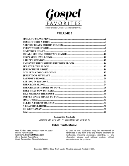 Gospel Favorites Volume 2 Choral Book