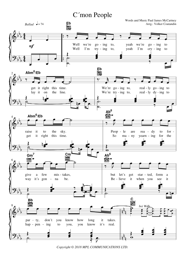 C Mon People (arr. Volker Coutandin)