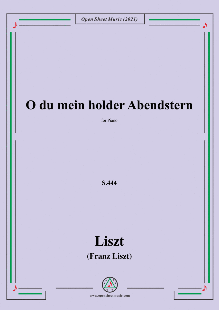 Liszt-O du mein holder Abendstern,S.444,for Piano (arr. Open Cloud)
