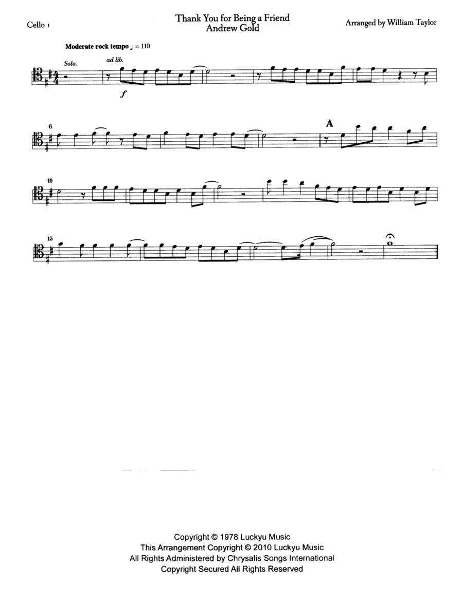 Thank You For Being A Friend (arr. William Taylor)