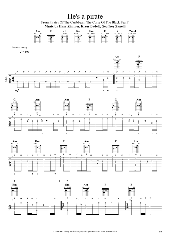 He's A Pirate (arr. angelos tsoutsis)