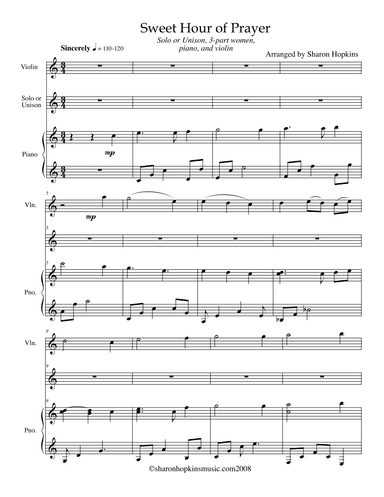 Sweet Hour of Prayer (arr. Sharon Hopkins)