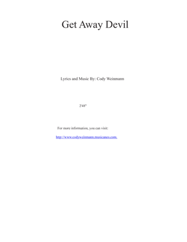 Get Away Devil for Vocals and Small Rock Ensemble