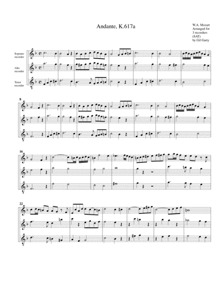 Andante K. 617a (arrangement for 3 recorders) (arr. Gil Garty)